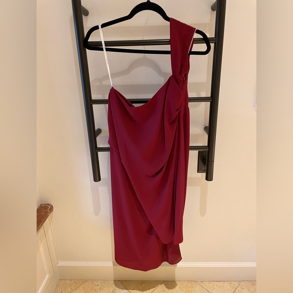 Halston One Shoulder Red Dress